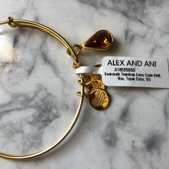NWT Alex and Ani Swarovski Teardrop Topaz Bangle - Picture 4 of 5